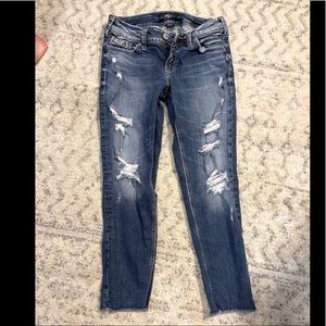 Silver Skinny Cropped Jeans